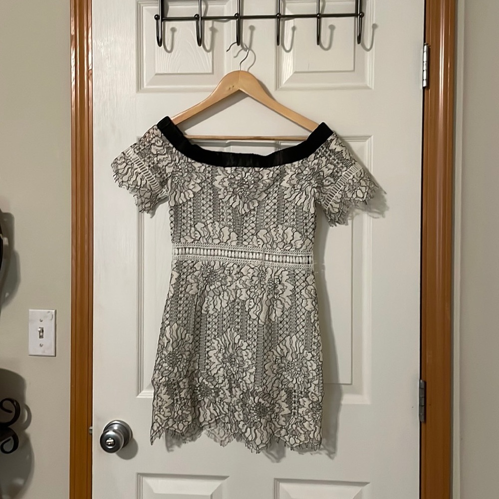 Black and white lace dress